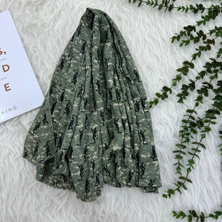 شال نخی برشکا مدل YSL کد 1338 قواره 190x75 سانتیمتر بدون آبرفت و چروک