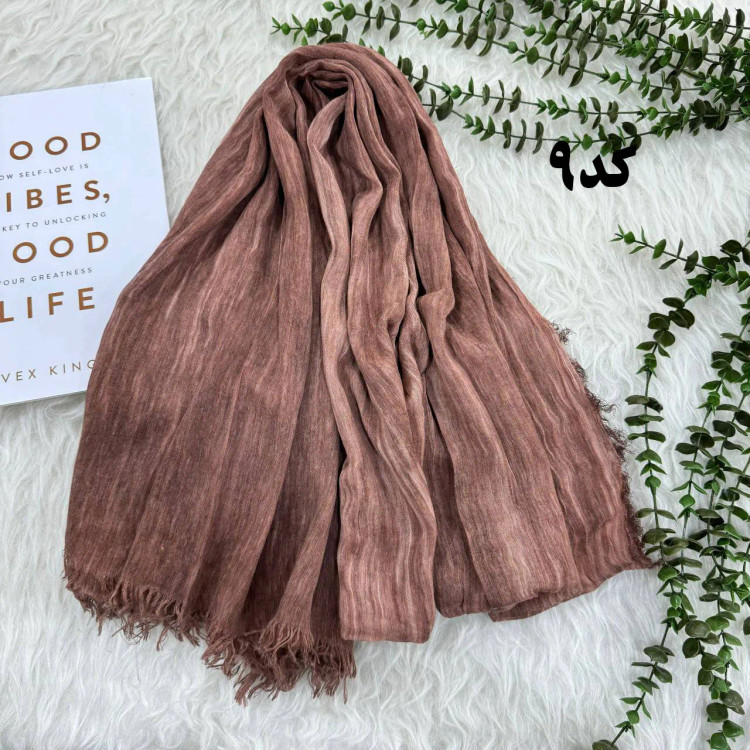 شال لینن سنگشور دور ریش زنانه قواره بزرگ 206x67 سانتیمتر بدون آبرفت و چروک