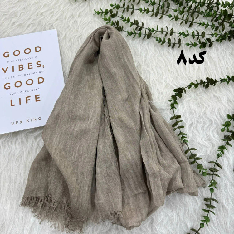 شال لینن سنگشور دور ریش زنانه قواره بزرگ 206x67 سانتیمتر بدون آبرفت و چروک