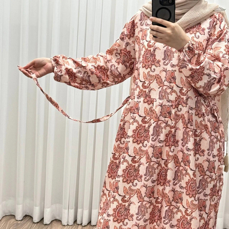 پیراهن فلور بوگاتی فری سایز زنانه کد 1215 تا سایز 46 مناسب چهارفصل بنددار شیک راحت