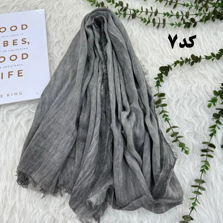 شال لینن سنگشور دور ریش زنانه قواره بزرگ 206x67 سانتیمتر بدون آبرفت و چروک