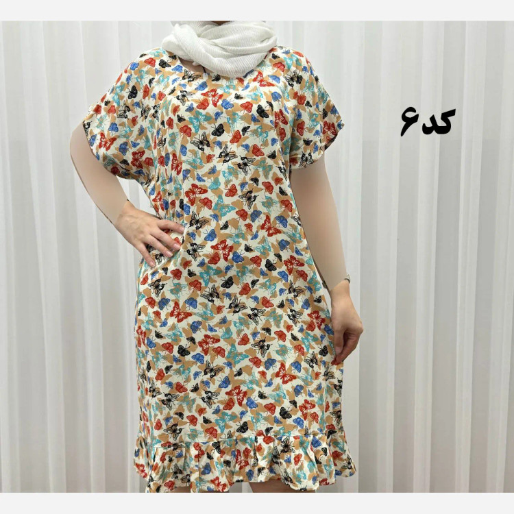 پیراهن نخی شسته شده فری سایز مناسب تا سایز 50 چهارفصل تن خور شیک و راحت بدون آبرفت و رنگ رفت