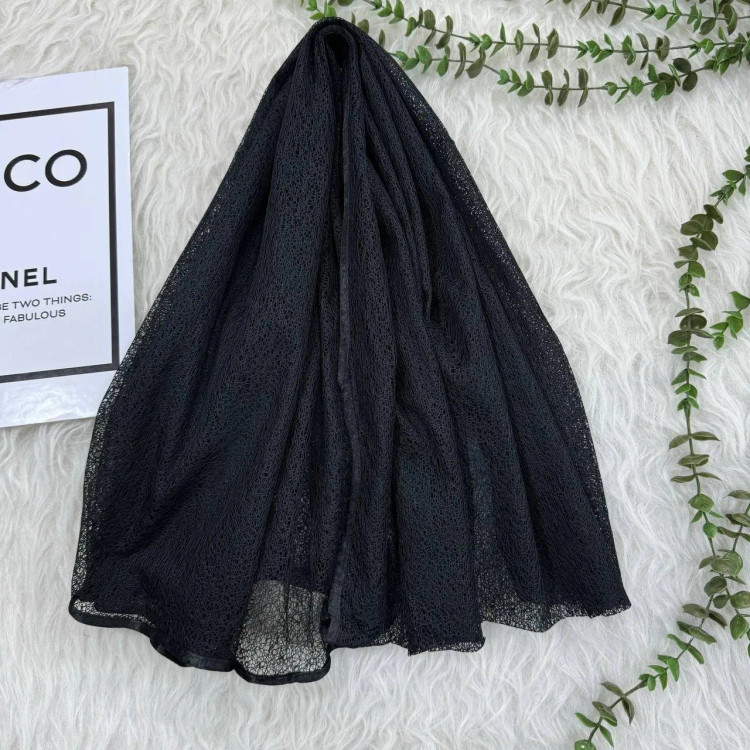 شال وارداتی مشکی عنکبوتی توری گیپور پرز و چروک نمیشود 200×70