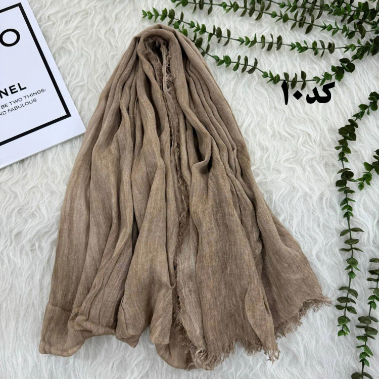 شال لینن سنگشور دور ریش زنانه قواره بزرگ 206x67 سانتیمتر بدون آبرفت و چروک