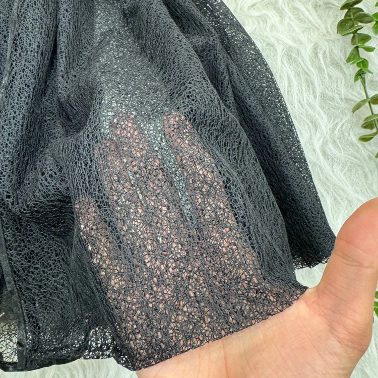 شال وارداتی مشکی عنکبوتی توری گیپور پرز و چروک نمیشود 200×70