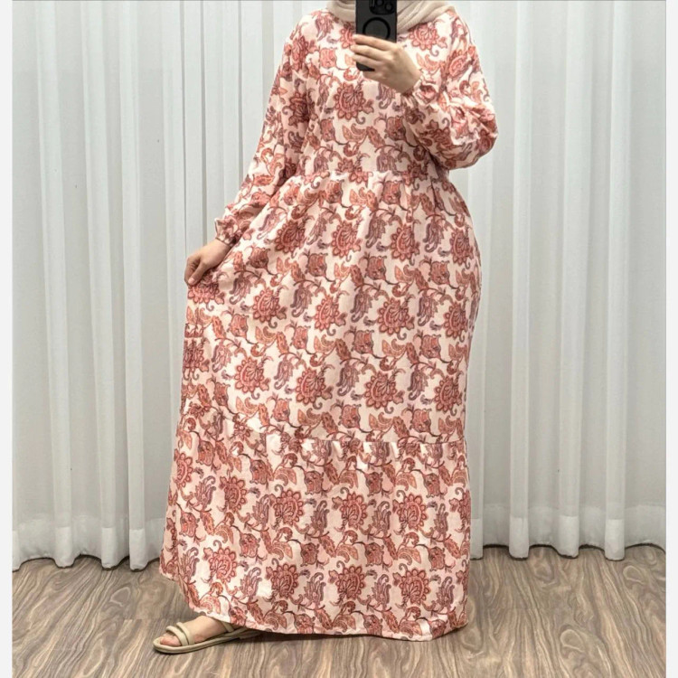 پیراهن فلور بوگاتی فری سایز زنانه کد 1215 تا سایز 46 مناسب چهارفصل بنددار شیک راحت