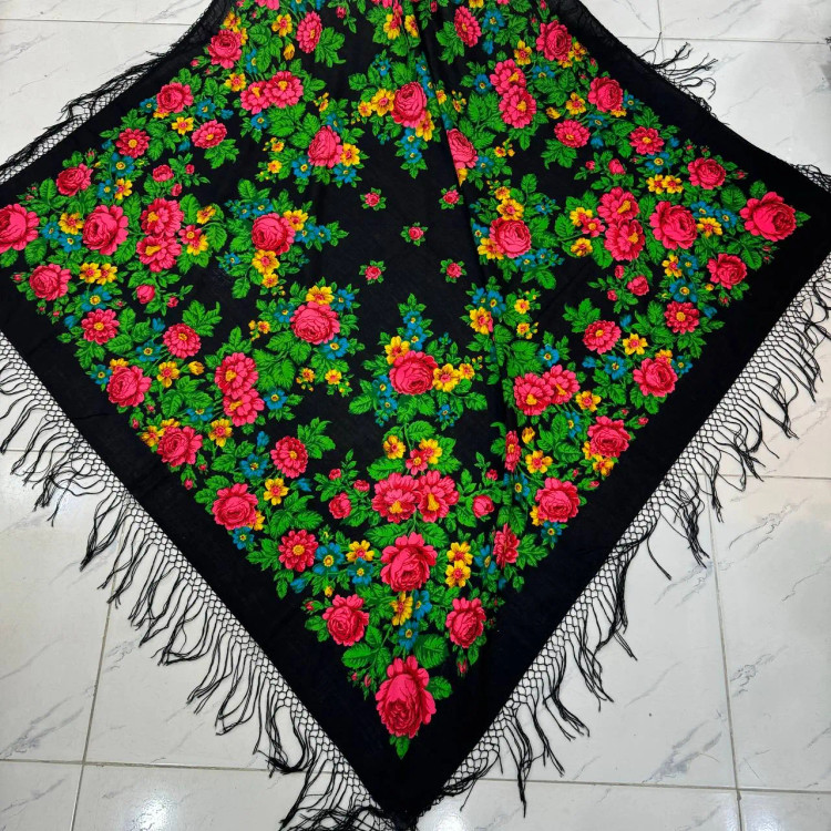 روسری ترکمن اصل پشمی ضخیم زنانه قواره بزرگ تولید روسیه مناسب پاییز زمستان بهار