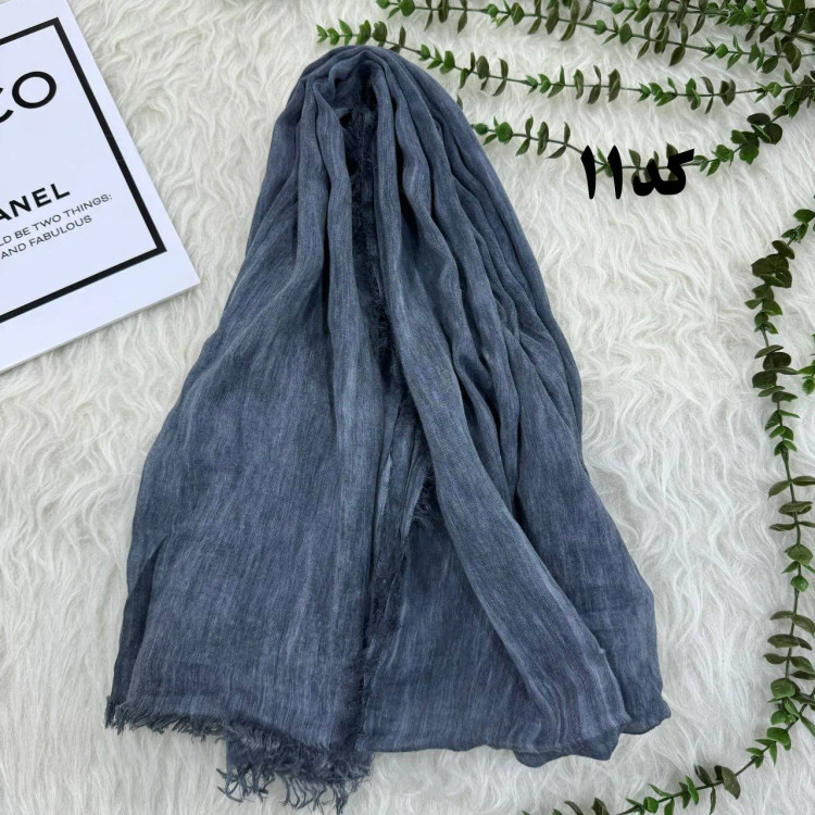 شال لینن سنگشور دور ریش زنانه قواره بزرگ 206x67 سانتیمتر بدون آبرفت و چروک