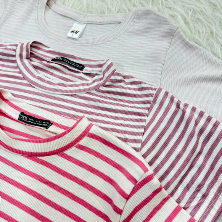 کراپ راه راه کبریتی چهارفصل زنانه دخترانه تنخور شیک سایز S M L XL XXL