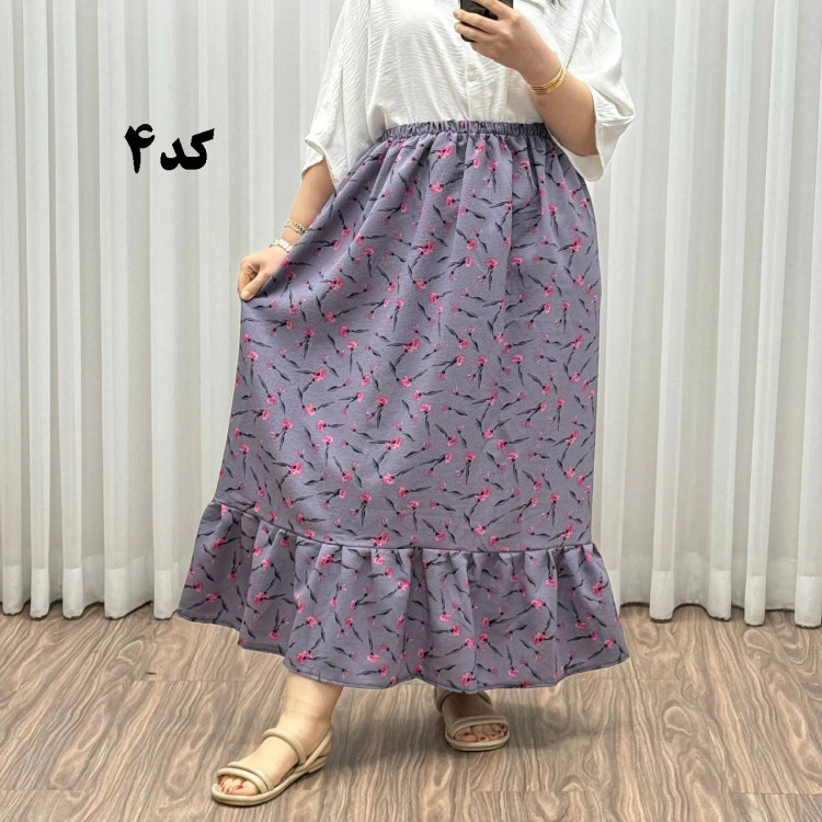 دامن پفکی مدل پرپری فری سایز زنانه تا سایز 54 تنخور شیک و راحت چهارفصل بدون آبرفت و رنگرفتگی