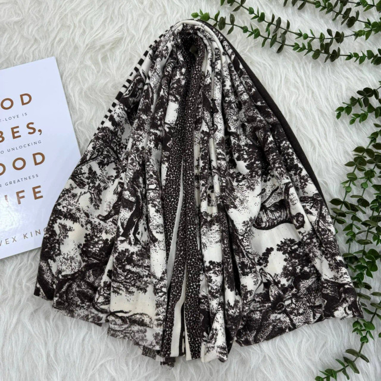 شال موهر کریستین دیور کد 1344 قواره 200x72 سانتیمتر بدون آبرفت و رنگ رفت