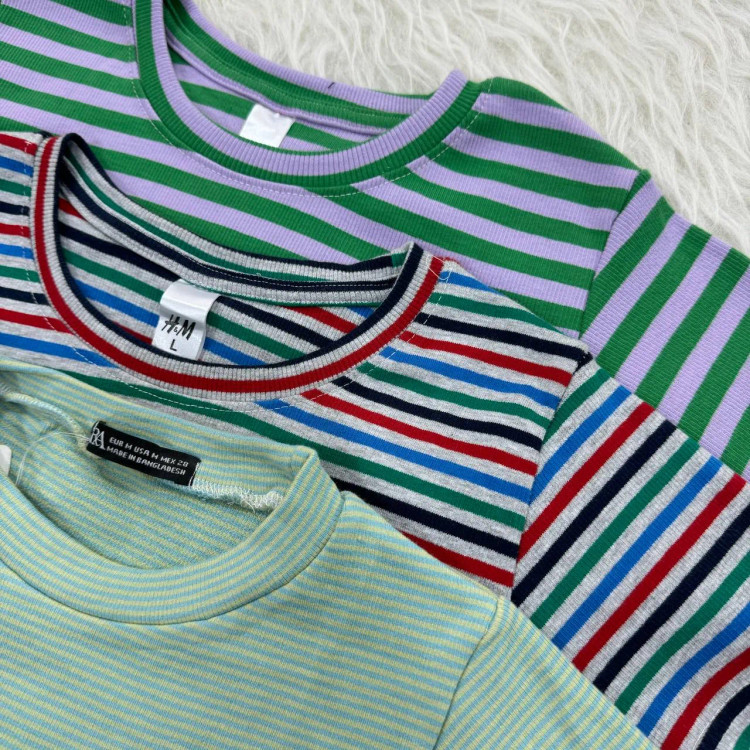 کراپ راه راه کبریتی چهارفصل زنانه دخترانه تنخور شیک سایز S M L XL XXL