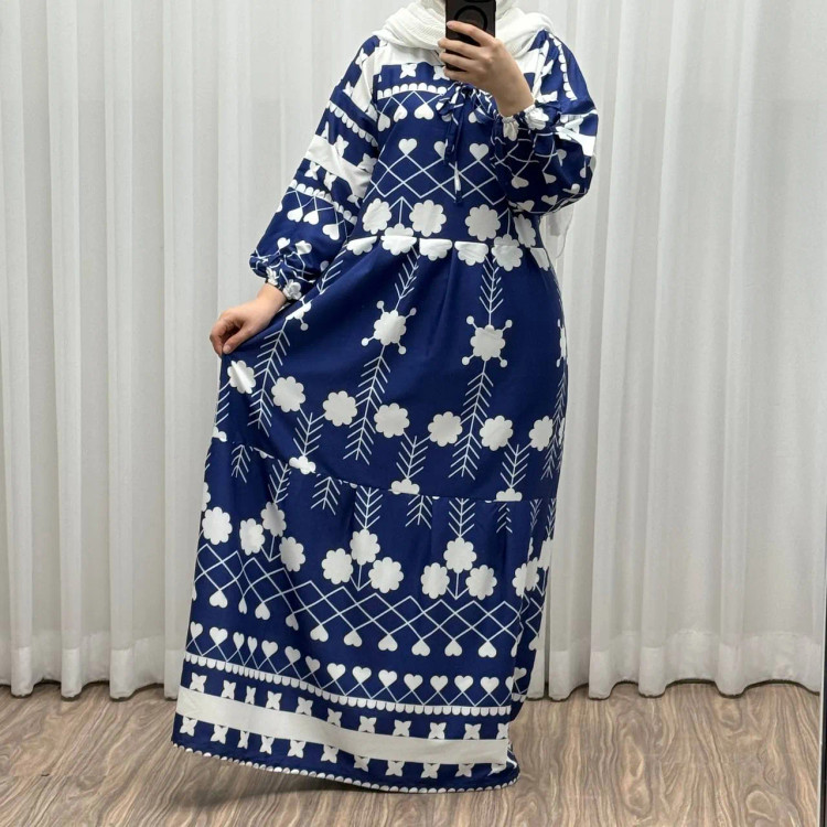 پیراهن فلور بوگاتی مدل گوله برفی فری سایز تا 48 چهارفصل شیک و راحت بدون چروک و سایه اندازی بند کمر قابل تنظیم زنانه و دخترانه