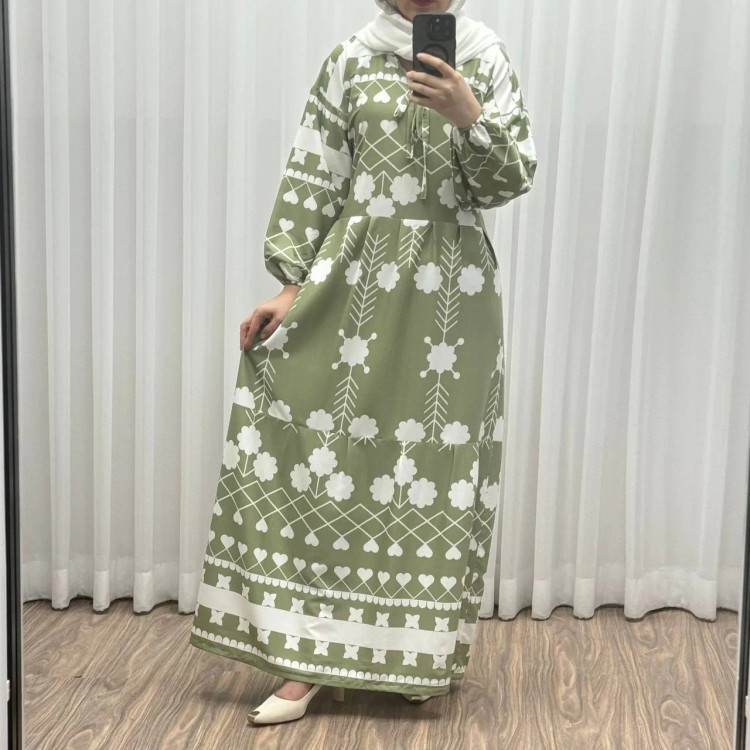 پیراهن فلور بوگاتی مدل گوله برفی فری سایز تا 48 چهارفصل شیک و راحت بدون چروک و سایه اندازی بند کمر قابل تنظیم زنانه و دخترانه