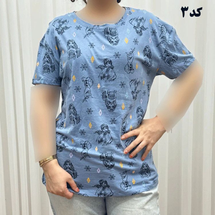 تیشرت طرحدار H&M کد 1169 نخ پنبه چهارفصل زنانه دخترانه تنخور راحت