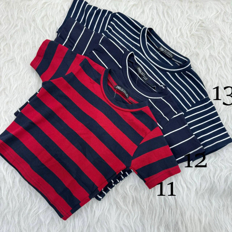 کراپ راه راه کبریتی چهارفصل زنانه دخترانه تنخور شیک سایز S M L XL XXL