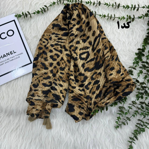 شال پلیسه پلنگی نخی زنانه کد 889 قواره 210x70 سانتیمتر بدون آبرفت و چروک