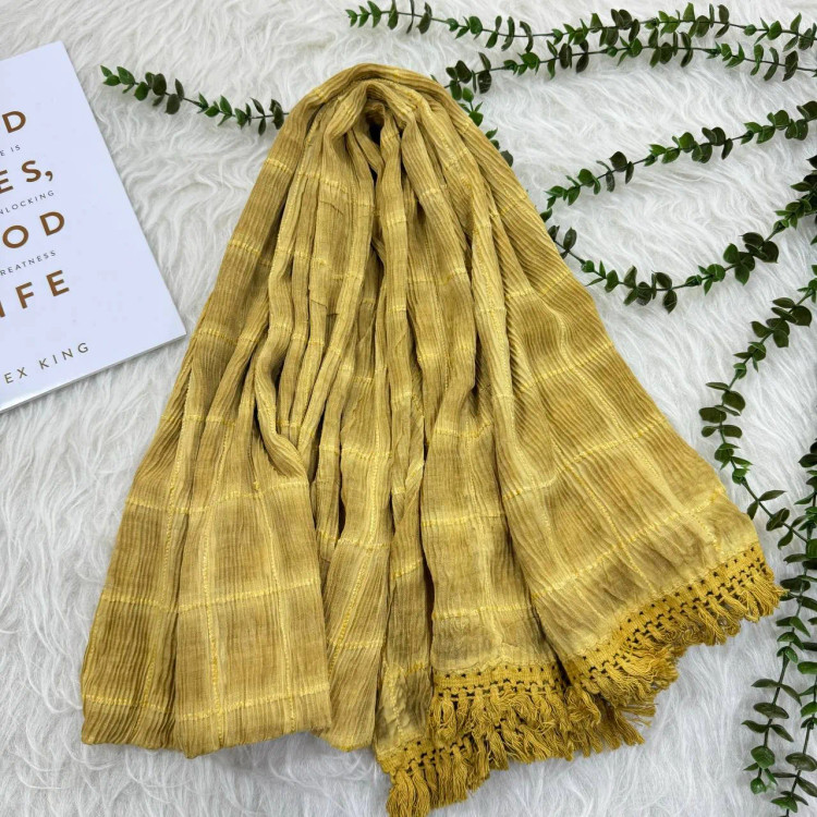 شال چهارخانه سنگشور ساده وارداتی نخی قواره بزرگ 200×85 بدون آبرفت و چروک