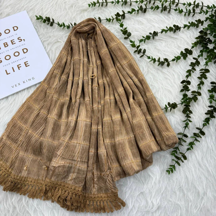 شال چهارخانه سنگشور ساده وارداتی نخی قواره بزرگ 200×85 بدون آبرفت و چروک