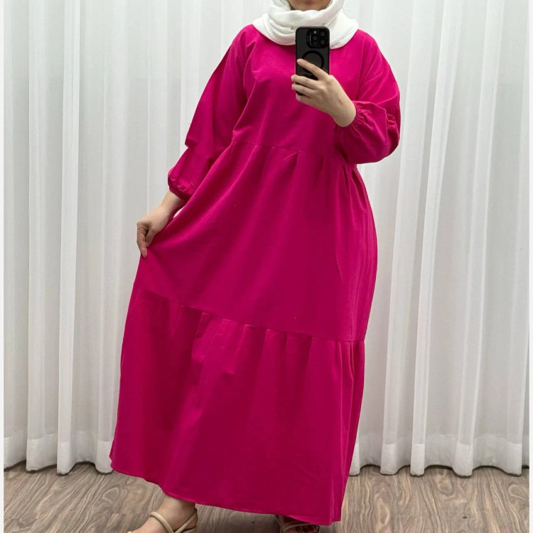 پیراهن ساحلی زنانه لینن فری سایز تا 48 تنخور شیک و راحت چهارفصل بنددار سایه نمیاندازد