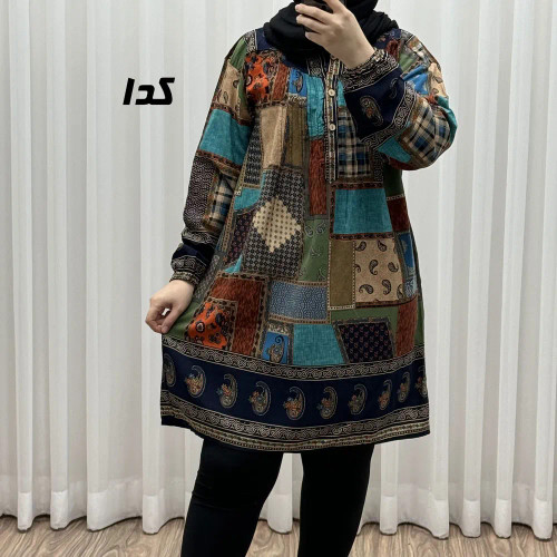 تونیک نخی وارداتی طرح چهل تیکه سایز بزرگ زنانه و دخترانه کد 1612