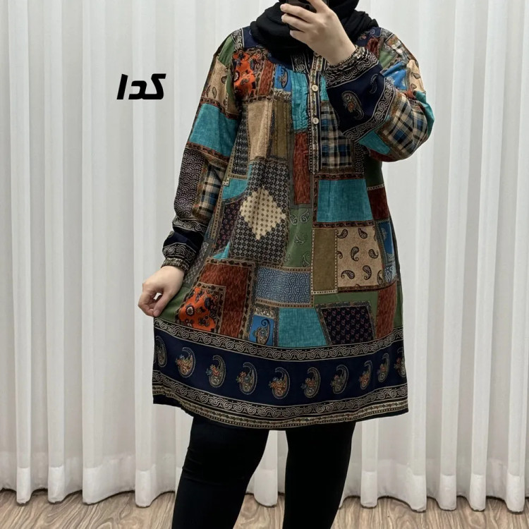 تونیک نخی وارداتی طرح چهل تیکه سایز بزرگ زنانه و دخترانه کد 1612