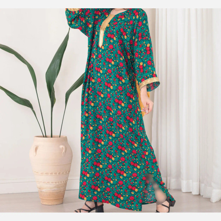 پیراهن ساحلی زنانه ترکمنستان طلاکوب گل ریز فری سایز تا 54 جنس نخی چهارفصل شیک