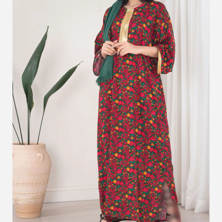 پیراهن ساحلی زنانه ترکمنستان طلاکوب گل ریز فری سایز تا 54 جنس نخی چهارفصل شیک