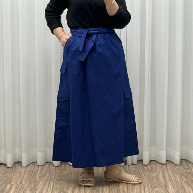 دامن کتان زنانه فری سایز تا 48 قد 90 سانتیمتر شیک و راحت چهارفصل