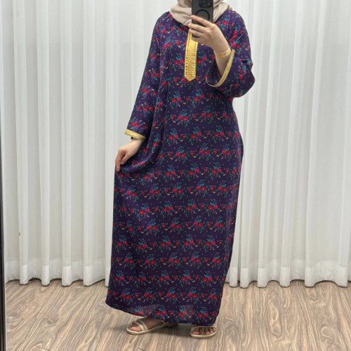 پیراهن نخی ترکمنستان گل نقلی فری سایز تا 54 چهارفصل شیک و راحت طلوبند دار