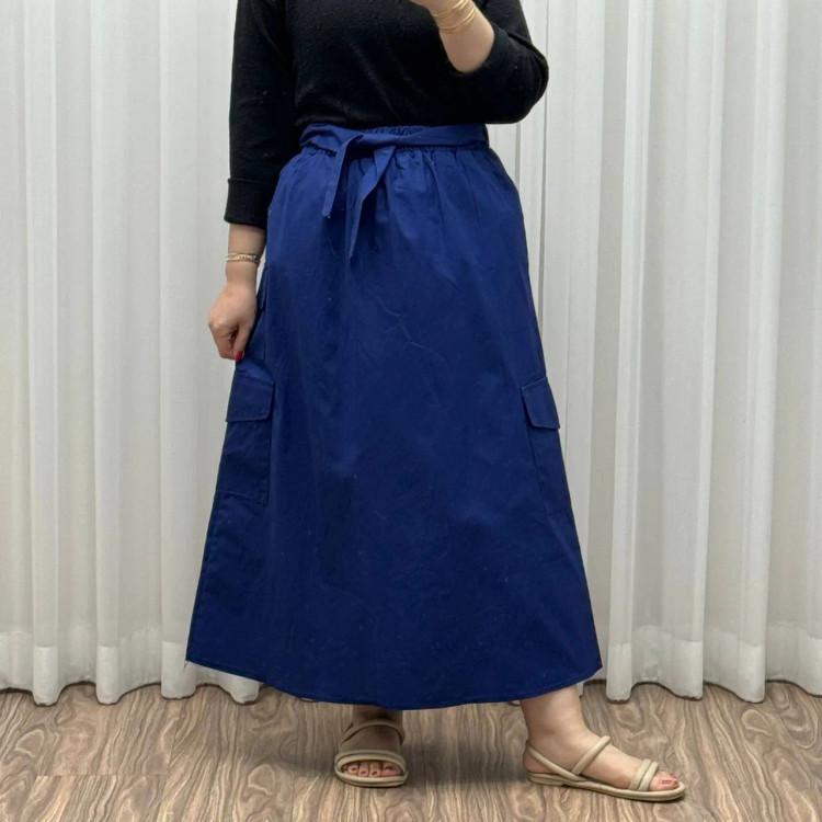 دامن کتان زنانه فری سایز تا 48 قد 90 سانتیمتر شیک و راحت چهارفصل