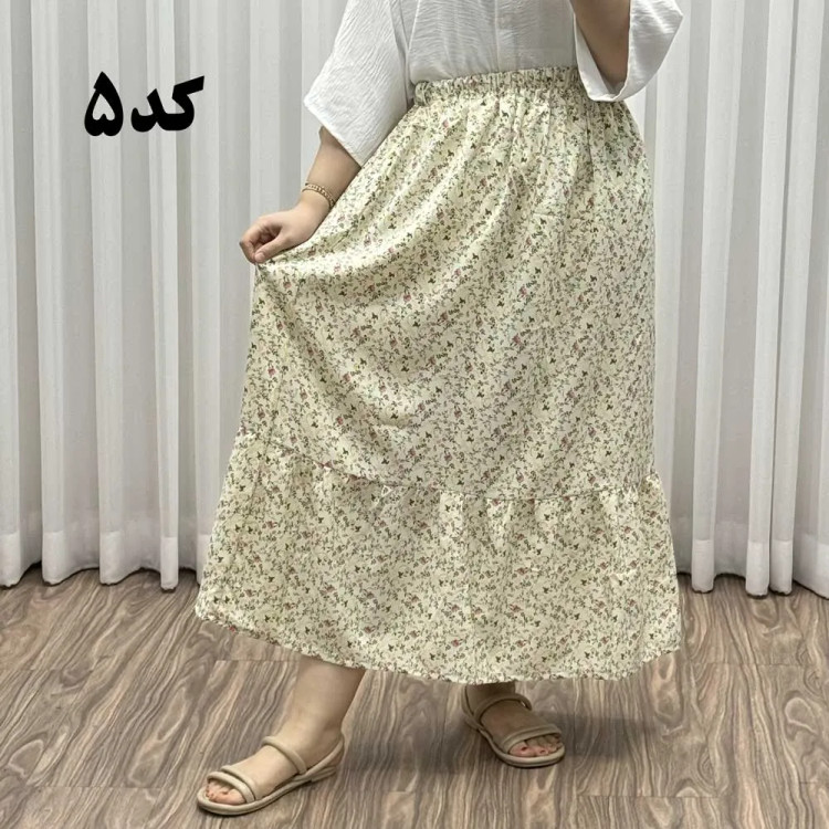دامن نخ خارجی پاموق کد 1520 فری سایز مناسب تا 48 قد 93 سانتیمتر چهارفصل زنانه شیک راحت
