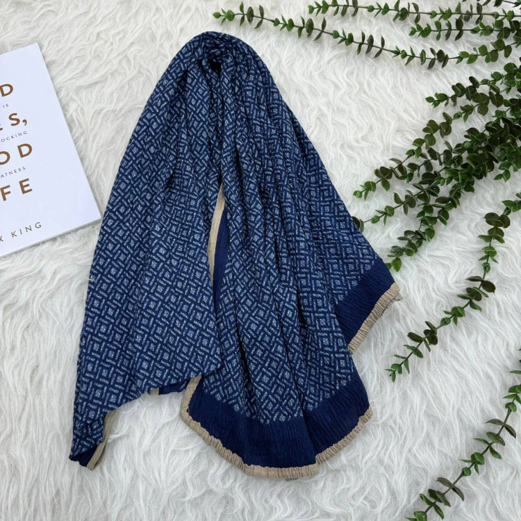 شال طرحدار نخی وارداتی قواره بزرگ 190x80 زنانه کد 948 بدون آبرفت و چروک