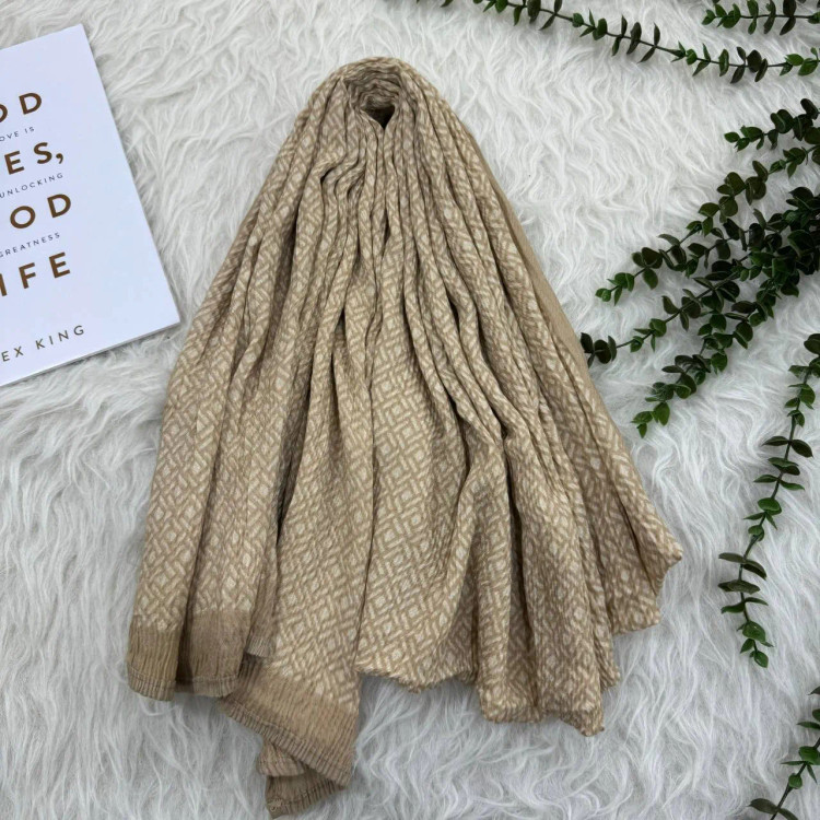 شال طرحدار نخی وارداتی قواره بزرگ 190x80 زنانه کد 948 بدون آبرفت و چروک