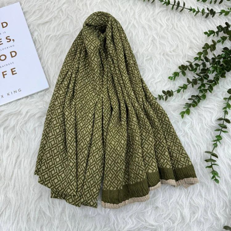 شال طرحدار نخی وارداتی قواره بزرگ 190x80 زنانه کد 948 بدون آبرفت و چروک