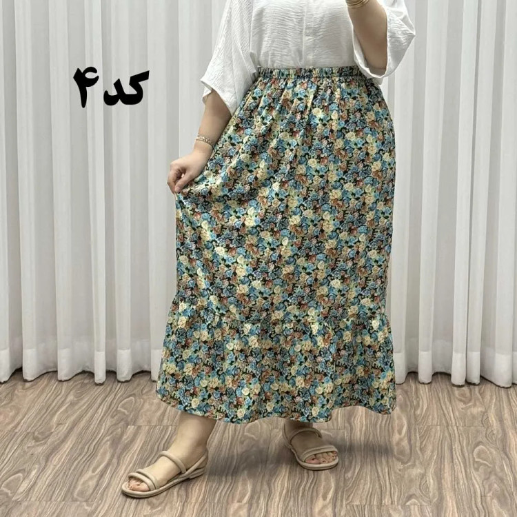 دامن نخ خارجی پاموق کد 1520 فری سایز مناسب تا 48 قد 93 سانتیمتر چهارفصل زنانه شیک راحت