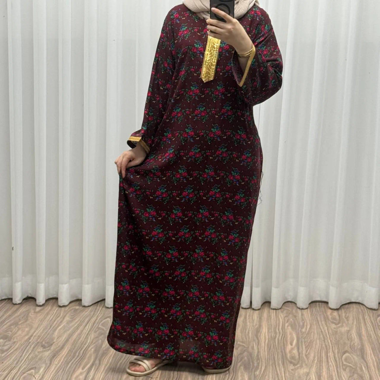 پیراهن نخی ترکمنستان گل نقلی فری سایز تا 54 چهارفصل شیک و راحت طلوبند دار