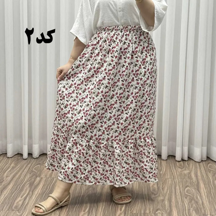 دامن نخ خارجی پاموق کد 1520 فری سایز مناسب تا 48 قد 93 سانتیمتر چهارفصل زنانه شیک راحت