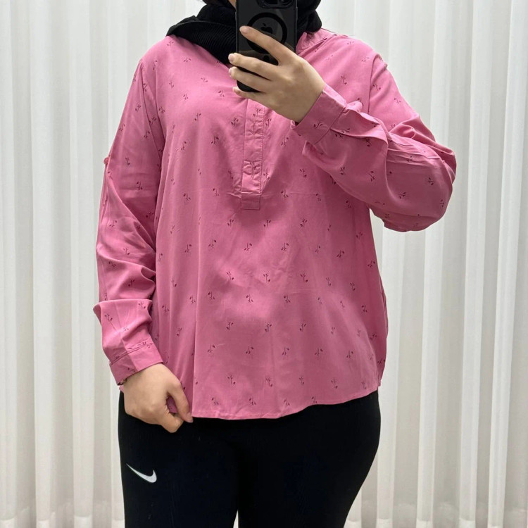 شومیز زنانه نخی مدل شکوفه فری سایز تا 50 تنخور شیک و راحت چهارفصل دکمهدار سایه نمیاندازد