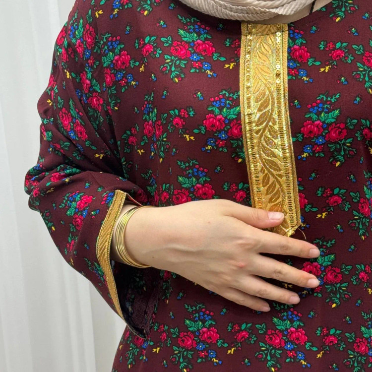 پیراهن نخی ترکمنستان گل نقلی فری سایز تا 54 چهارفصل شیک و راحت طلوبند دار