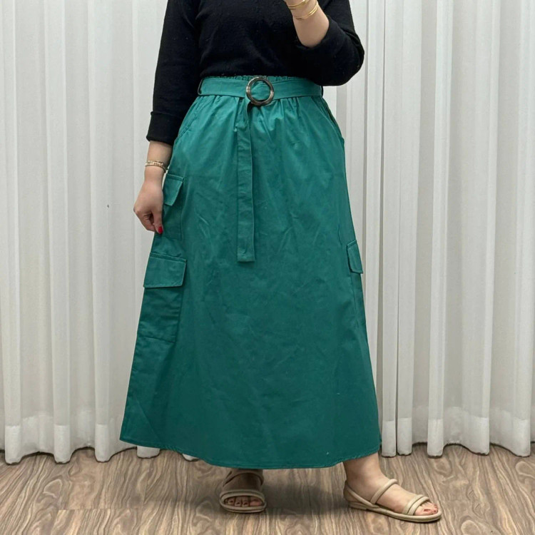 دامن کتان زنانه فری سایز تا 48 قد 90 سانتیمتر شیک و راحت چهارفصل