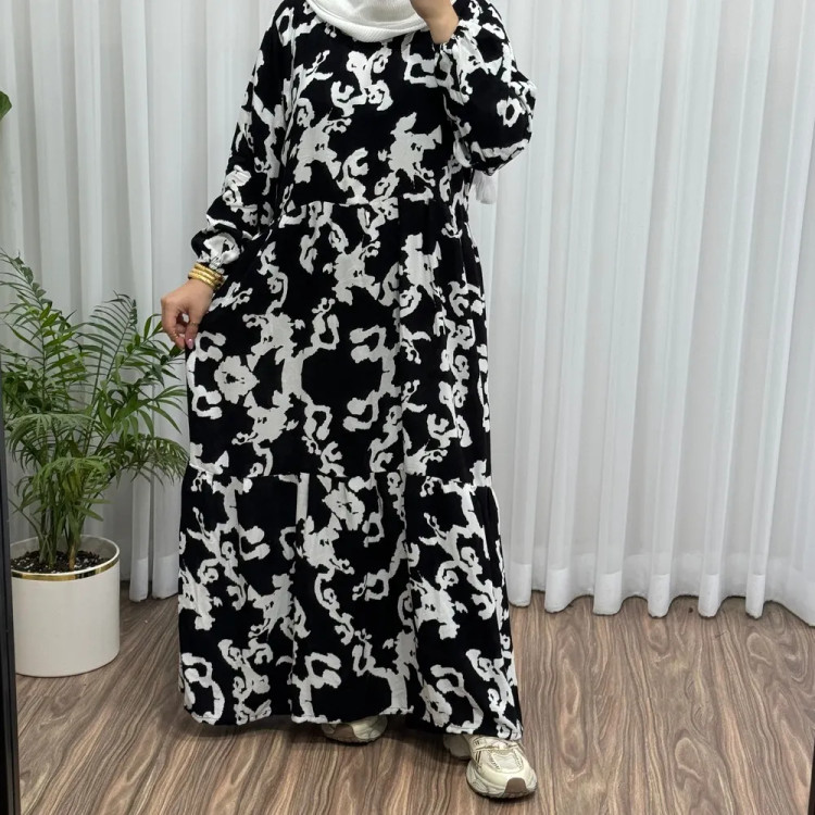 پیراهن ساحلی کرپ طرح فلور فری سایز تا 46 قد 135 کمربنددار شیک راحت چهارفصل