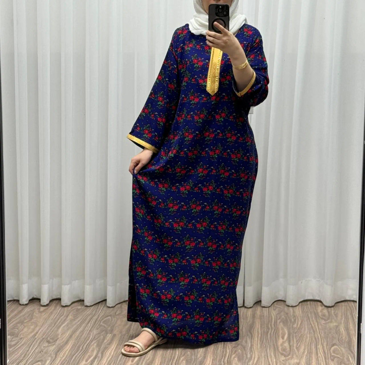 پیراهن نخی ترکمنستان گل نقلی فری سایز تا 54 چهارفصل شیک و راحت طلوبند دار