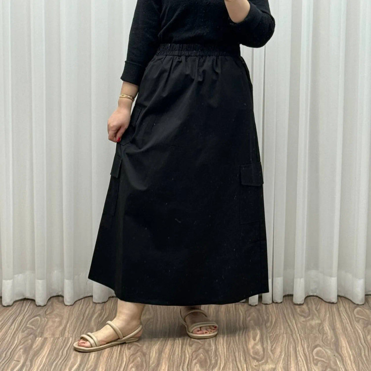 دامن کتان زنانه فری سایز تا 48 قد 90 سانتیمتر شیک و راحت چهارفصل