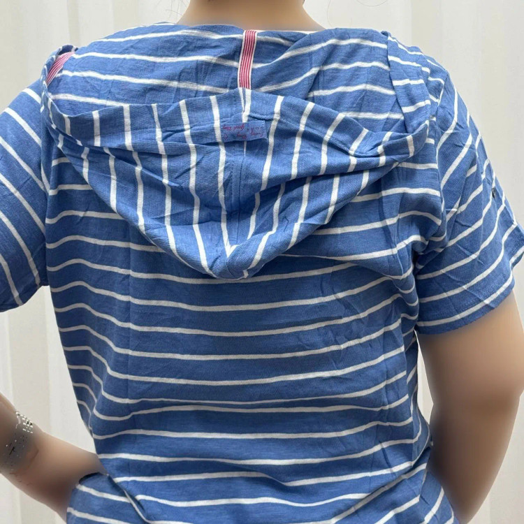 تیشرت راه راه کلاهدار بنگلادشی نخ پنبه چهارفصل تن خور راحت زنانه دخترانه سایز بزرگ