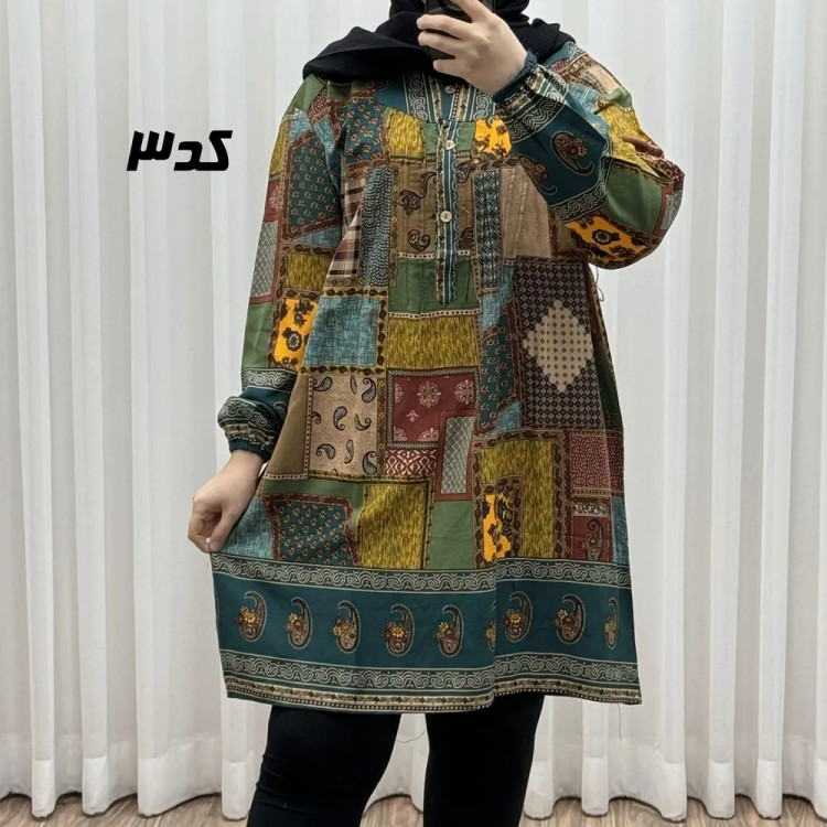 تونیک نخی وارداتی طرح چهل تیکه سایز بزرگ زنانه و دخترانه کد 1612