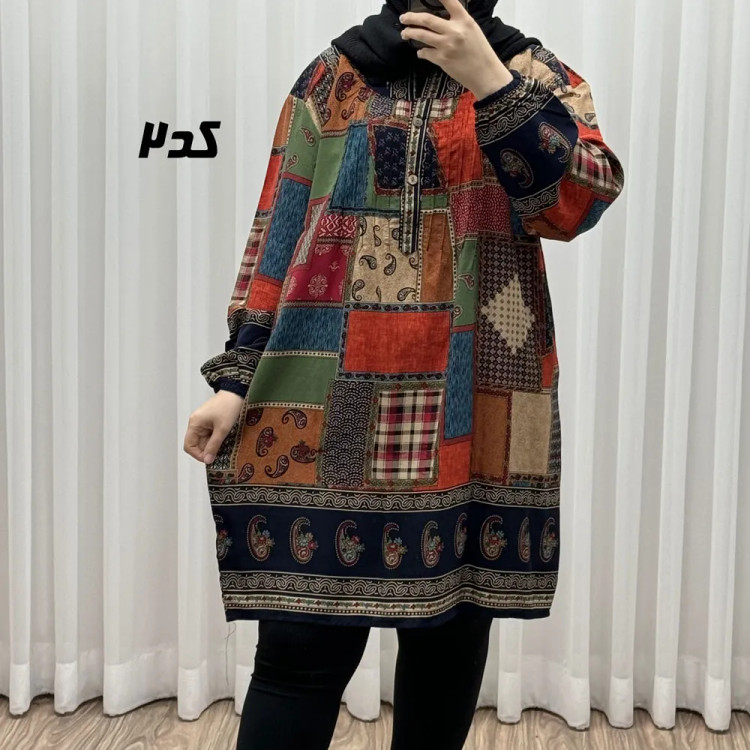 تونیک نخی وارداتی طرح چهل تیکه سایز بزرگ زنانه و دخترانه کد 1612