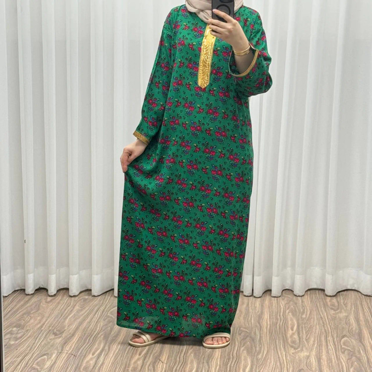 پیراهن نخی ترکمنستان گل نقلی فری سایز تا 54 چهارفصل شیک و راحت طلوبند دار