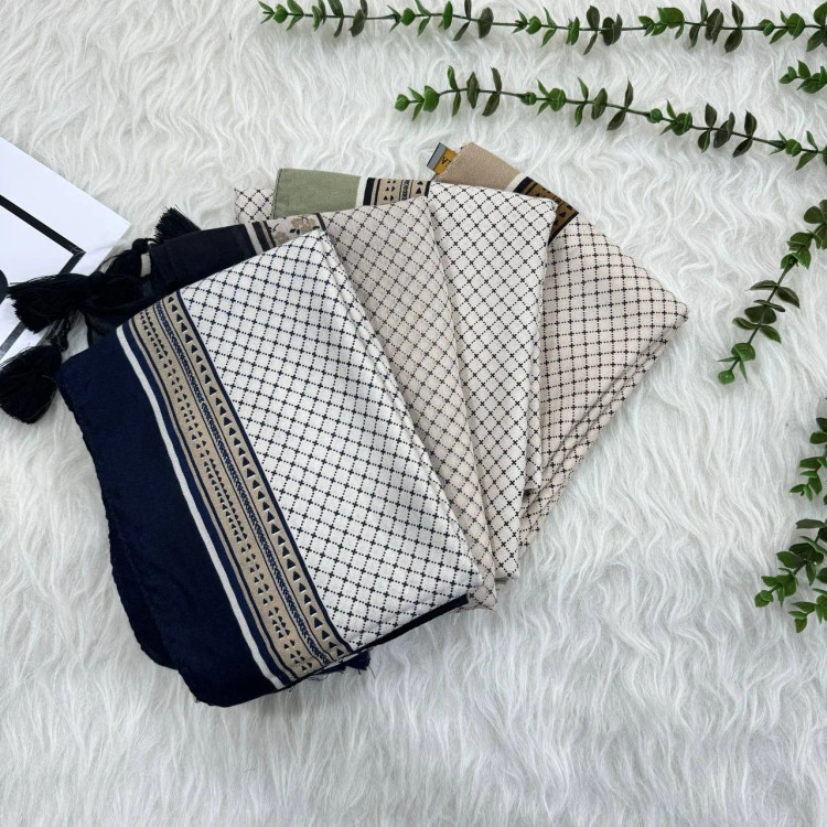 شال نخی طرحدار سی آی اسکارف کد 865 قواره 185×70 سانت عدم آبرفت و رنگرفتگی