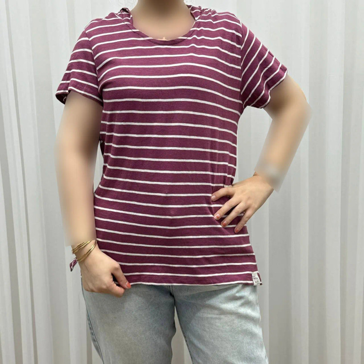 تیشرت راه راه کلاهدار بنگلادشی نخ پنبه چهارفصل تن خور راحت زنانه دخترانه سایز بزرگ